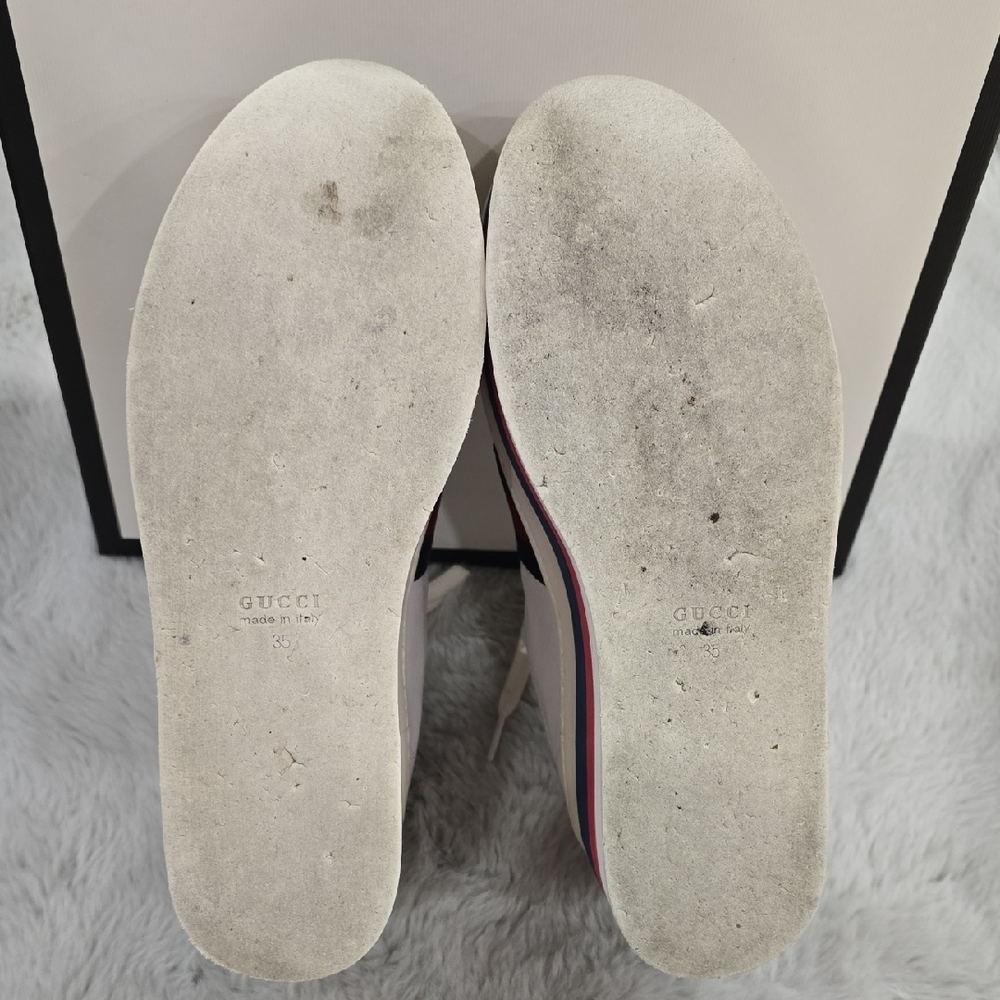 Gucci White Platform Sneakers with Red and Blue Stripes - Picture 3 of 12